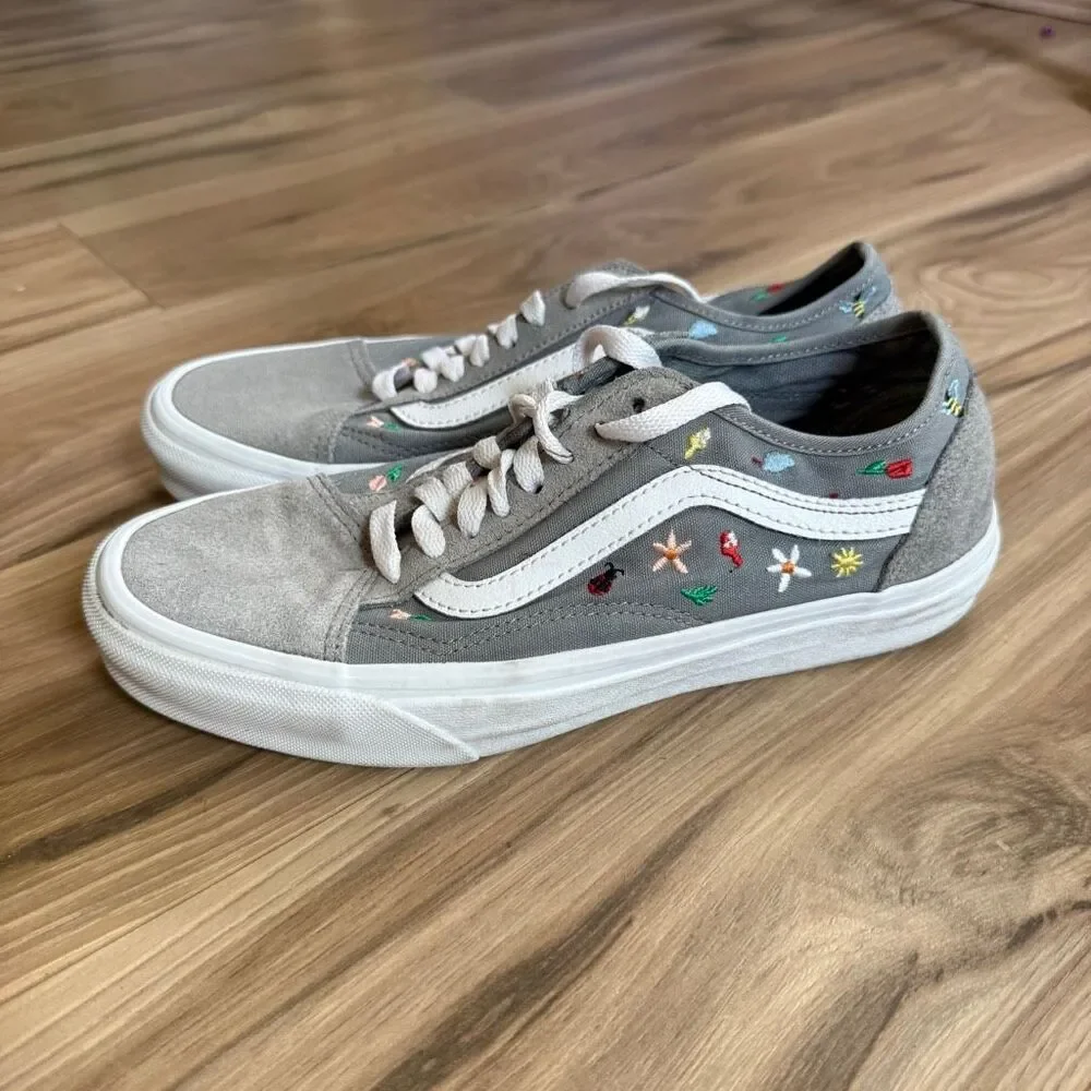 Vans Multicolor Old Skool Garden Party Embroidered Sneaker Shoes Size 8 - Picture 2 of 9